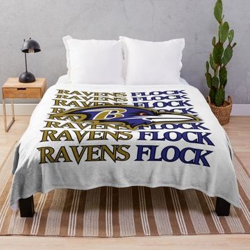 Discover Baltimore Ravens head ravens Flock Throw Blanket