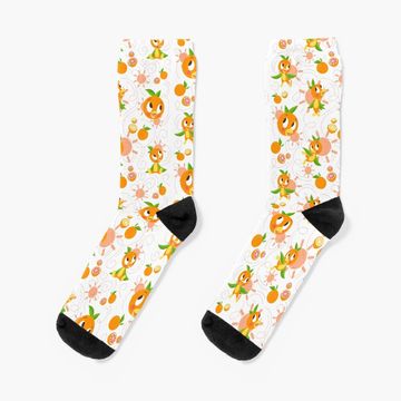 Discover Hello Sunshine! - Orange Bird (white background) Socks