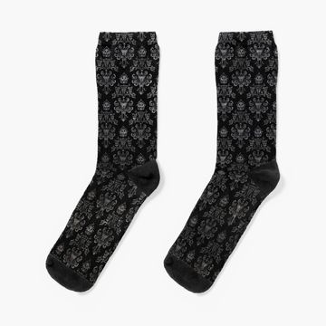Discover Haunted Mansion Wallpaper Black and Silver Socks
