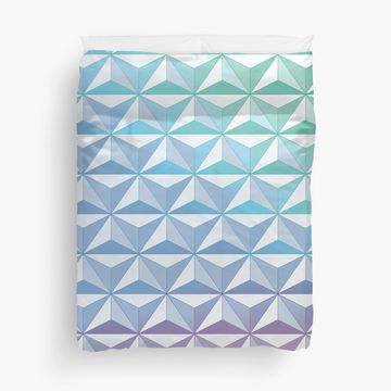 Discover Geodesic Sphere, Blue Duvet Cover