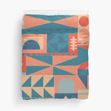 Discover "it's a small world" Pattern (vintage palette) Duvet Cover