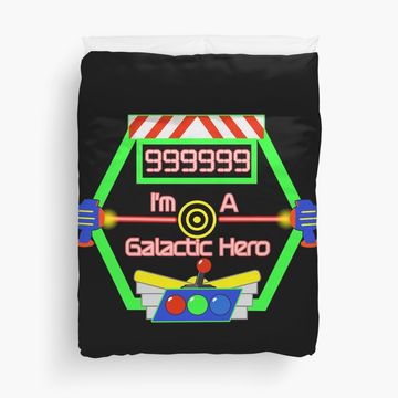 Discover Galactic Hero High Score Theme Park Ride Duvet Cover