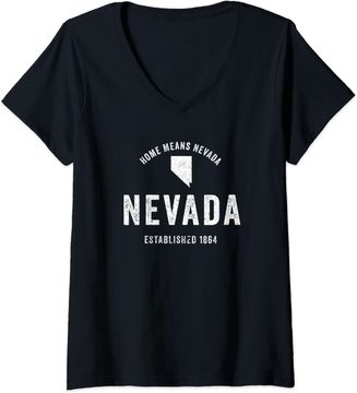 Discover Womens Nevada State Home State Retro Distressed T Shirt