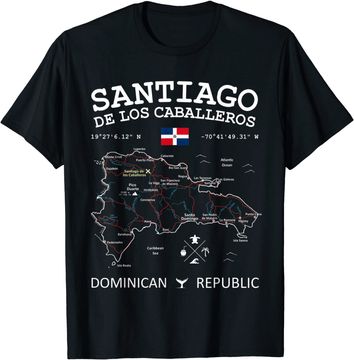 Discover SANTIAGO de los Caballeros Dominican Republic Map Flag T-Shirt