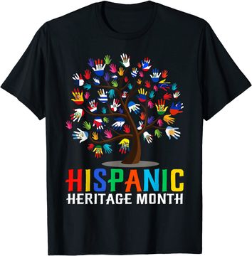 Discover National Hispanic Heritage Month Hand Flag Tree Roots Latino T-Shirt