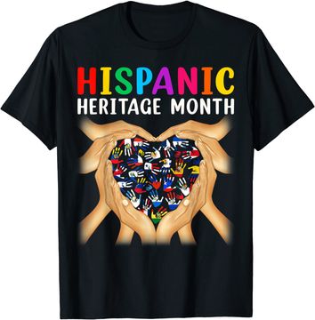 Discover Hispanic Heritage Countries Hands Heart Flags Latina Power T-Shirt