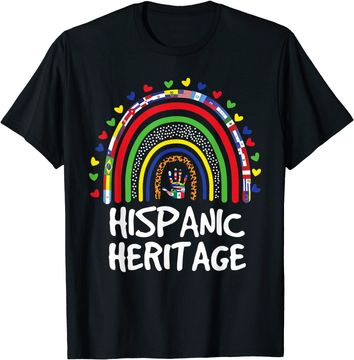 Discover National Hispanic Heritage month Rainbow All Countries Flags T-Shirt