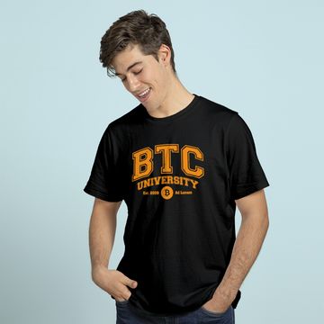 Discover BTC University To The Moon, Funny Distressed Bitcoin College Tank Top