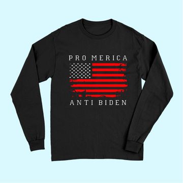 Discover PRO AMERICA ANTI BIDEN FLAG IMPEACH JOE BIDEN ANTI BIDEN Long Sleeves