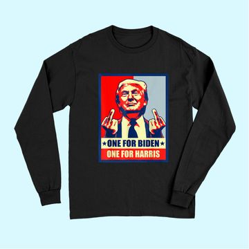 Discover Trump Middle Finger Biden Harris Republican American Flag Long Sleeves