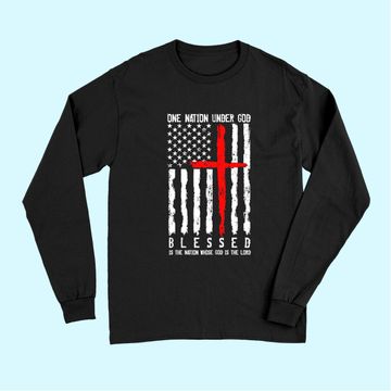 Discover Patriotic Christian TLong Sleeves "Blessed" One Nation Under God