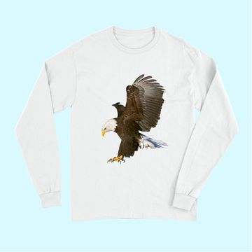 Discover American Bald Eagle Swooping Photo Portrait Long Sleeves