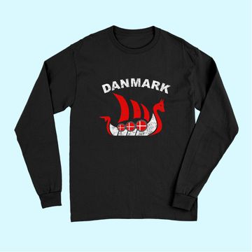 Discover Danmark Viking Ship Long Sleeves Denmark Flag colors
