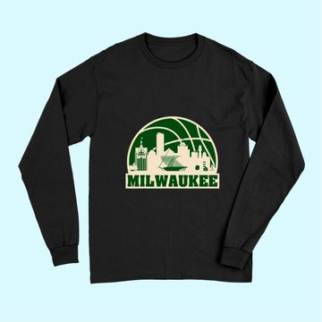 Discover Milwaukee Basketball Vintage Cityscape Long Sleeves