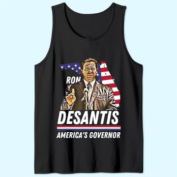Discover Ron Desantis America's Governor Florida US Flag Tank Top