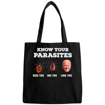 Discover Know Your Parasites Anti Joe Biden Deer Tick, Dog Tick Tote Bag