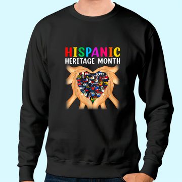 Discover Hispanic Heritage Countries Hands Heart Flags Latina Power Sweatshirt