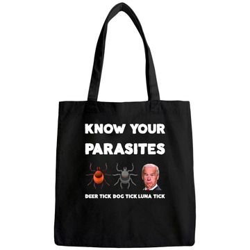 Discover Know Your Parasites  Anti Joe Biden Sucks Political Tote Bag