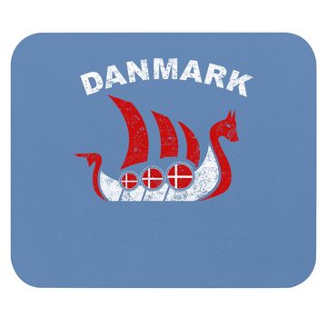 Discover Danmark Viking Ship Mouse Pad Denmark Flag Colors