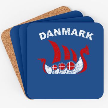Discover Danmark Viking Ship Coaster Denmark Flag Colors