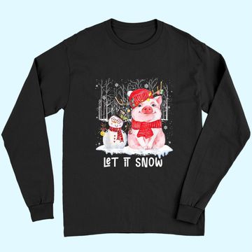Discover Let It Snow Pig and Snowman Christmas Long Sleeves