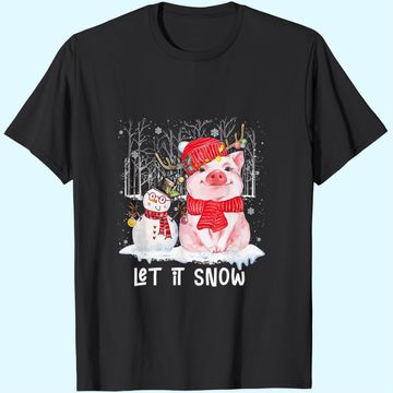 Discover Let It Snow Pig and Snowman Christmas T-Shirts