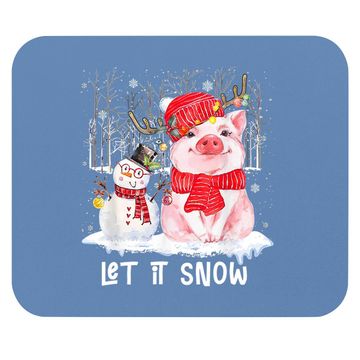 Discover Let It Snow Pig and Snowman Christmas Mouse Pads