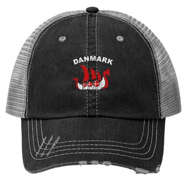 Discover Danmark Viking Ship Trucker Hat Denmark Flag Colors
