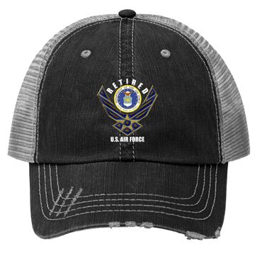Discover Retired Us Air Force Veteran Trucker Hat Retirement Trucker Hat