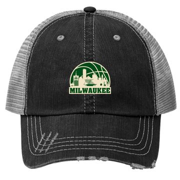 Discover Milwaukee Basketball Vintage Cityscape Trucker Hat