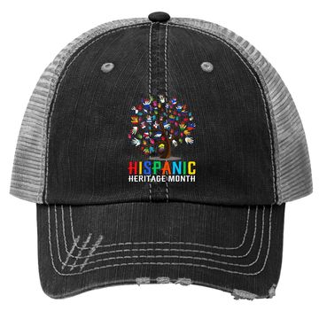 Discover National Hispanic Heritage Month Hand Flag Tree Roots Latino Trucker Hat
