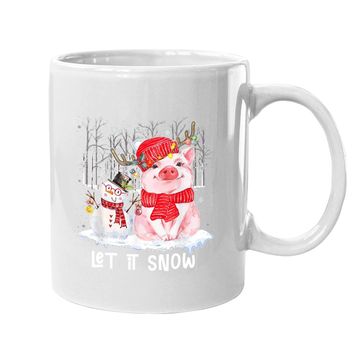 Discover Let It Snow Pig And Snowman Christmas Coffee Mug