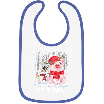 Discover Let It Snow Pig And Snowman Christmas Baby Bib