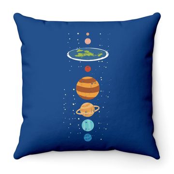 Discover Flat Earth And Planets Funny Conspiracy Theory Earthers Gift Throw Pillow
