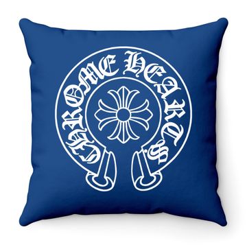 Discover Chrome Heart Print Throw Pillow Crew Neck Throw Pillow