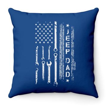 Discover Jeep Dad Americans Flag Throw Pillow