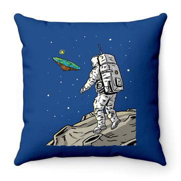 Discover Flat Earth Moon Landing Conspiracy Theory Anti Scientism Throw Pillow