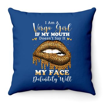 Discover Leopard Lips Biting I Am A Virgo Girl Throw Pillow