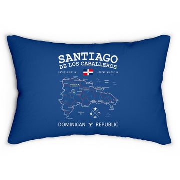 Discover Santiago De Los Caballeros Dominican Republic Map Flag Lumbar Pillow