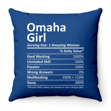 Discover Omaha Girl Nebraska Throw Pillow