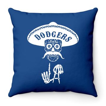 Discover Skull Dodgers Throw Pillow