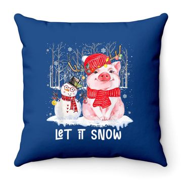 Discover Let It Snow Pig And Snowman Christmas Throw Pillow