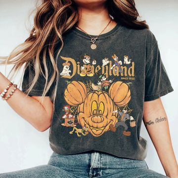 Discover Retro Disneyland Est 1955 Mickey Mouse Halloween Shirt, Mickey Halloween Pumpkin T-shirt