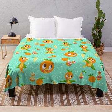 Discover Orange Bird with Dole whip Throw Blanket