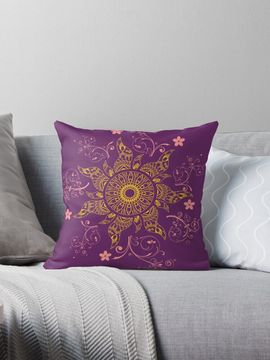 Discover Mandala Gold Flower Pillow