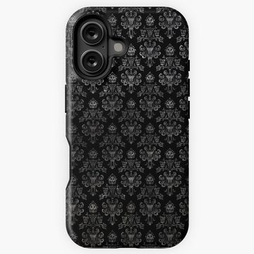 Discover Haunted Mansion Wallpaper Black and Silver iPhone Case