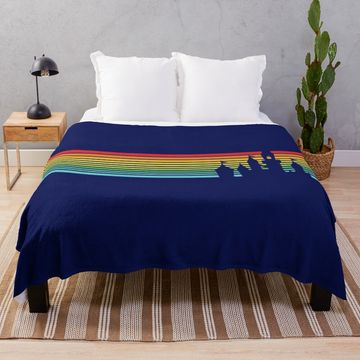 Discover Retro Castle Stripes Throw Blanket