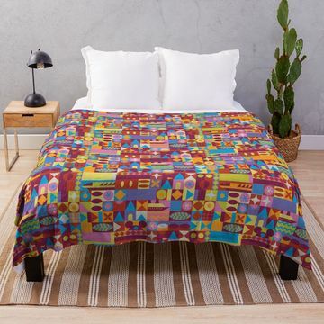Discover Retro Color Blocks Throw Blanket