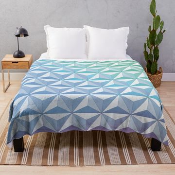 Discover Geodesic Sphere, Blue Throw Blanket