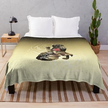 Discover Beauty - Beast - Gold Red Rose Couple Romantic Magic Enchanted Love Throw Blanket